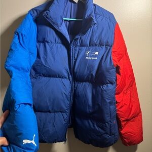 Motorsport Puffer Jacket - Blue and Red